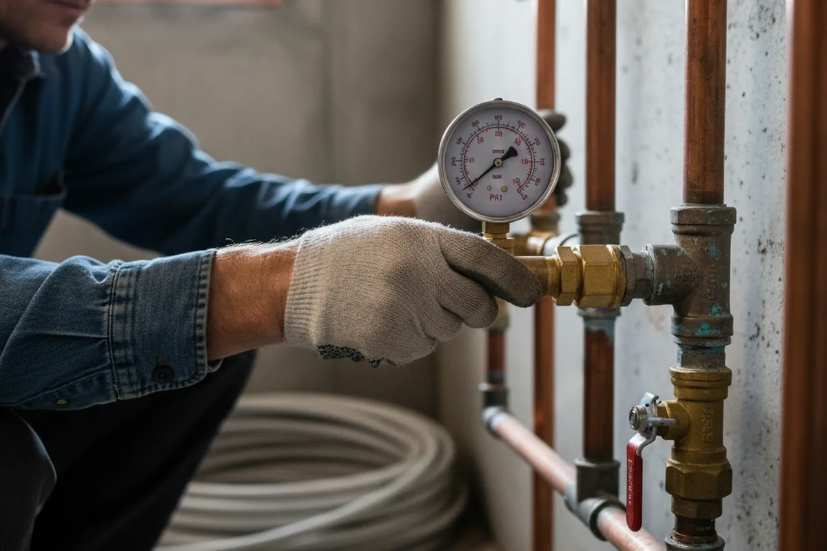 Pressure testing a repaired line during Water Line Repair in Fortescue